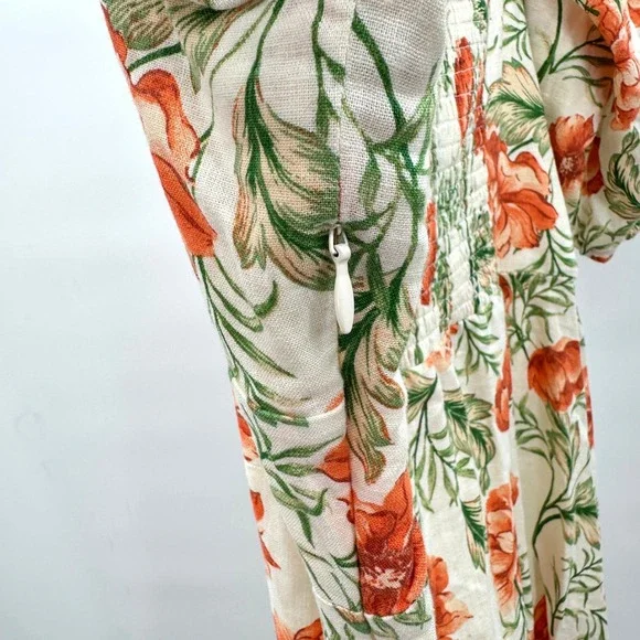 Joie Linen Floral Empire Dress with Pockets Size 8 Regency Cottagecore Prairie - Picture 11 of 12